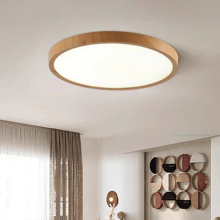 Slim Round Wooden Ceiling Light
