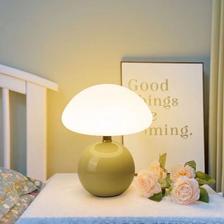 Cream Ceramic Mushroom Lamp