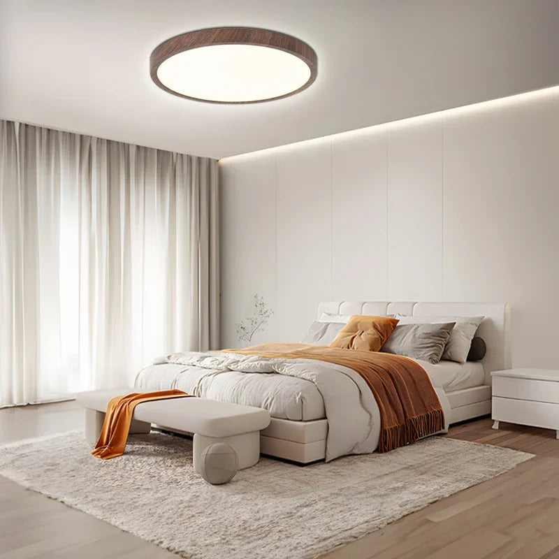 Slim Round Wooden Ceiling Light
