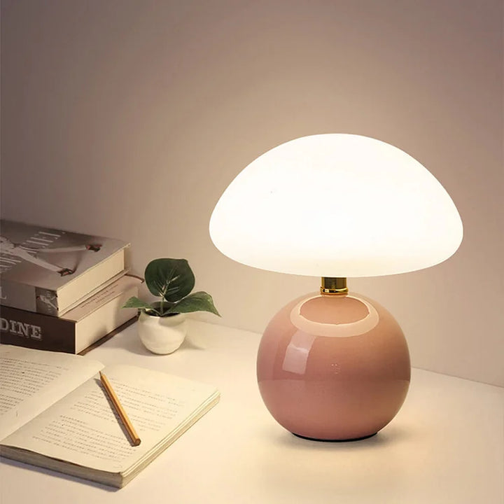 Cream Ceramic Mushroom Lamp
