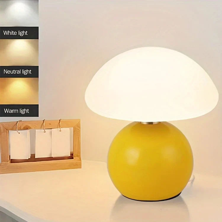 Cream Ceramic Mushroom Lamp