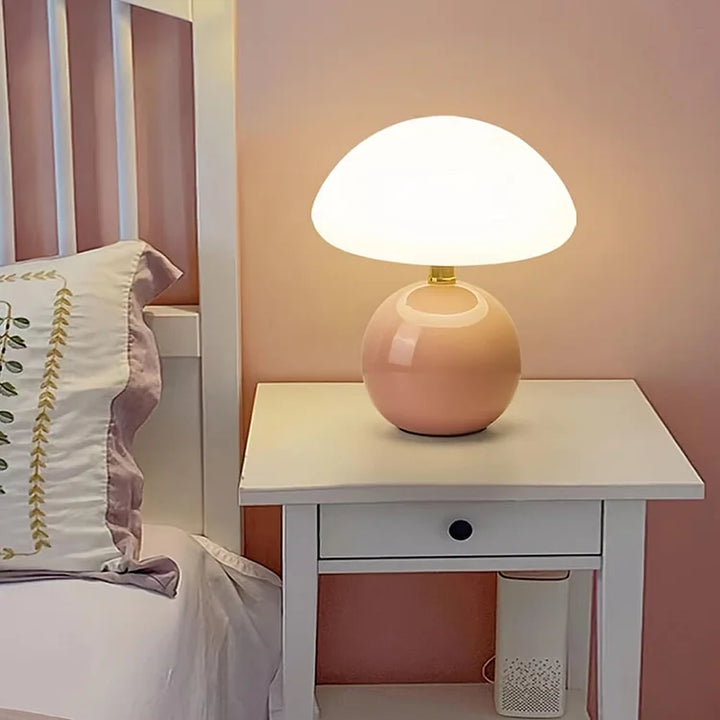 Cream Ceramic Mushroom Lamp