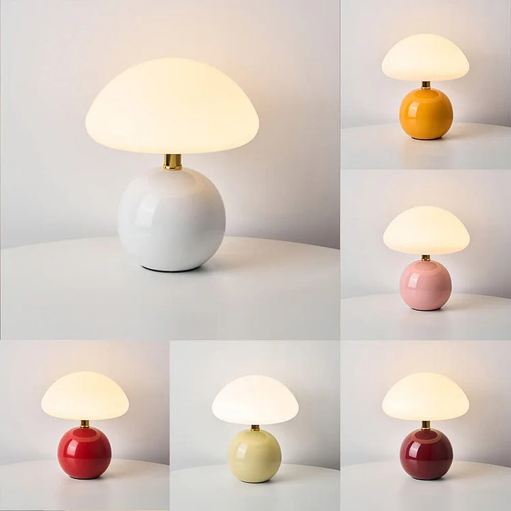 Cream Ceramic Mushroom Lamp