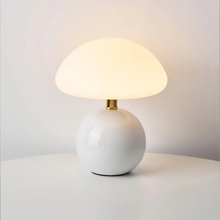 Cream Ceramic Mushroom Lamp