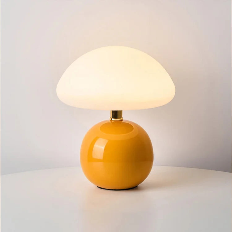 Cream Ceramic Mushroom Lamp