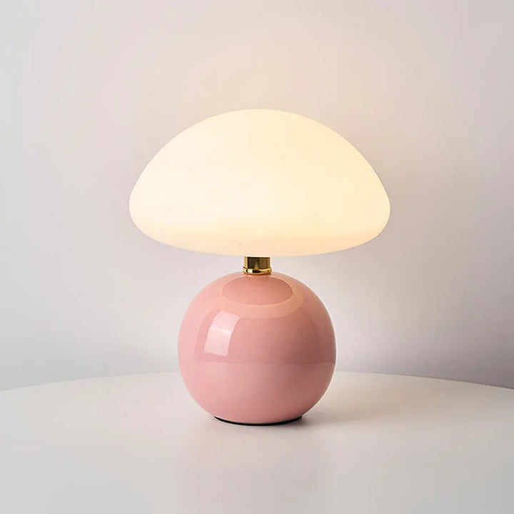 Cream Ceramic Mushroom Lamp