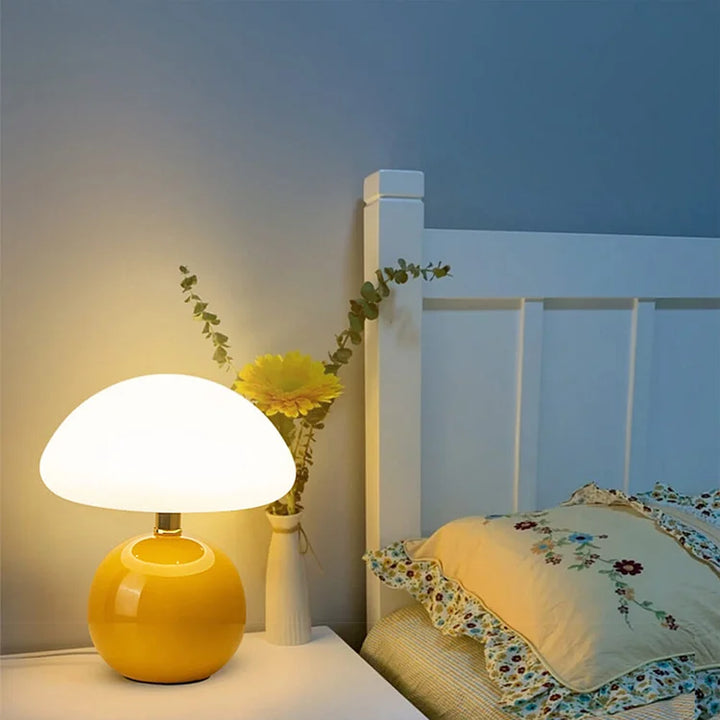 Cream Ceramic Mushroom Lamp