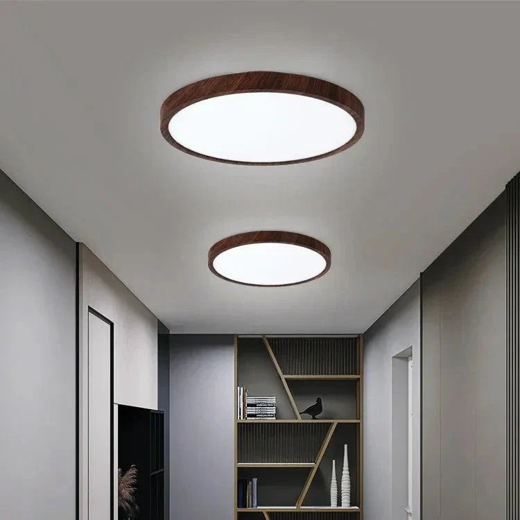 Slim Round Wooden Ceiling Light