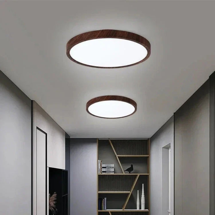 Slim Round Wooden Ceiling Light
