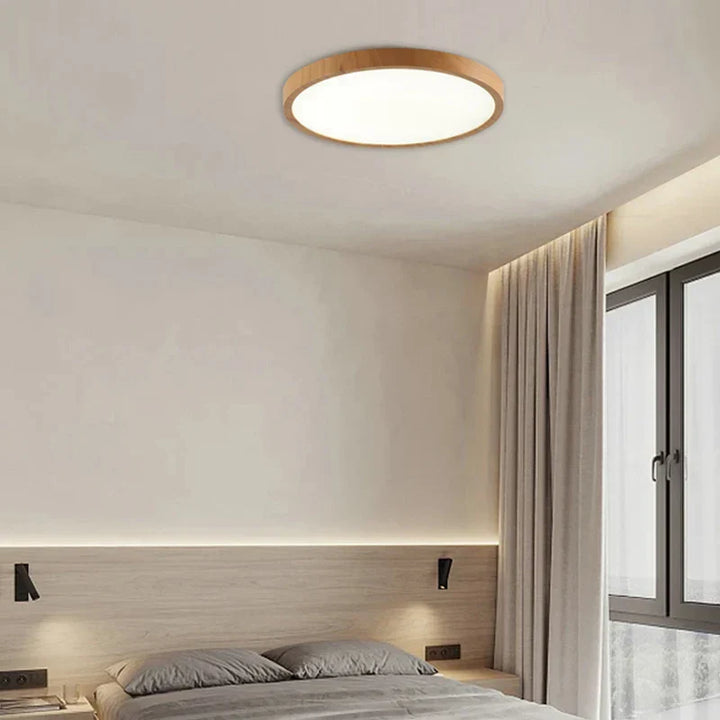 Slim Round Wooden Ceiling Light